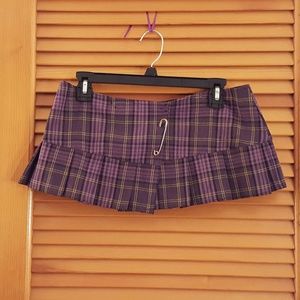 Purple Plaid Mini Skirt, XL